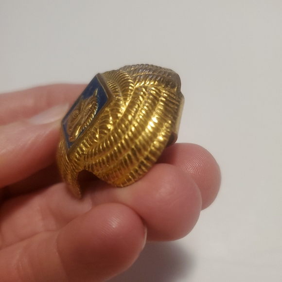 Boy Scout Cub Scout Wolf Blue Gold Tone Neckerchief Scarf Slide VTG - Picture 10 of 12